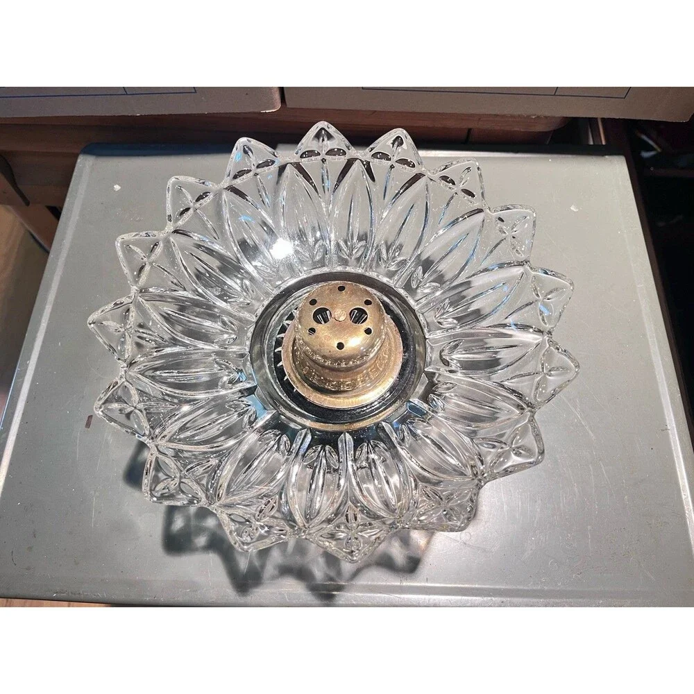Vintage MCM Starburst Allegheny Glass Brass Nutcracker Bowl Holiday Entertaining